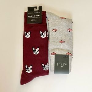 Banana Republic Factory Men’s Socks Burgundy/ Gray Dog/Fish Pattern NWT One Size